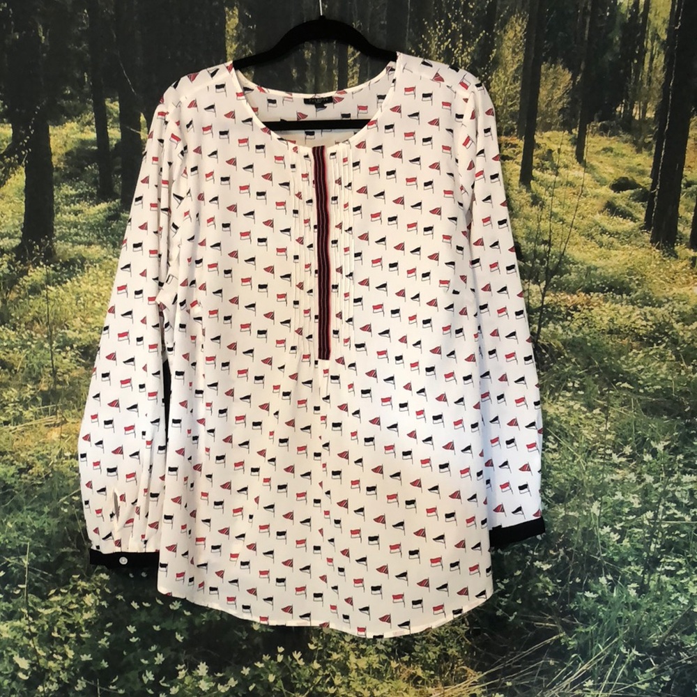 Talbots flag pattern long sleeve shirt